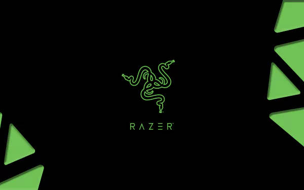 黑色背景上帶有綠色三角形的Razer標誌 — 雷蛇 GIF 壁紙