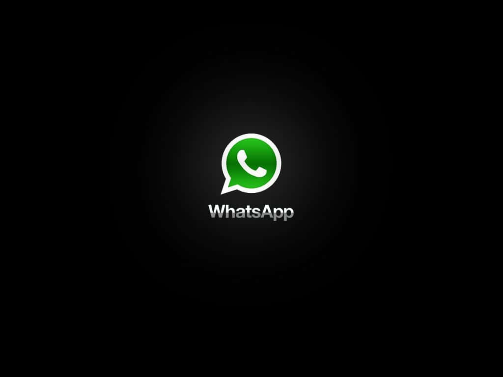 WhatsApp 桌布 壁紙 — 一個發光的綠色WhatsApp標誌置中在深色漸變背景上，下方有「WhatsApp」字樣。