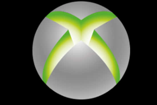 Xbox 桌布 壁紙 — 一個發光的綠色Xbox標誌，位於金屬銀色球體中央，背景為黑色。