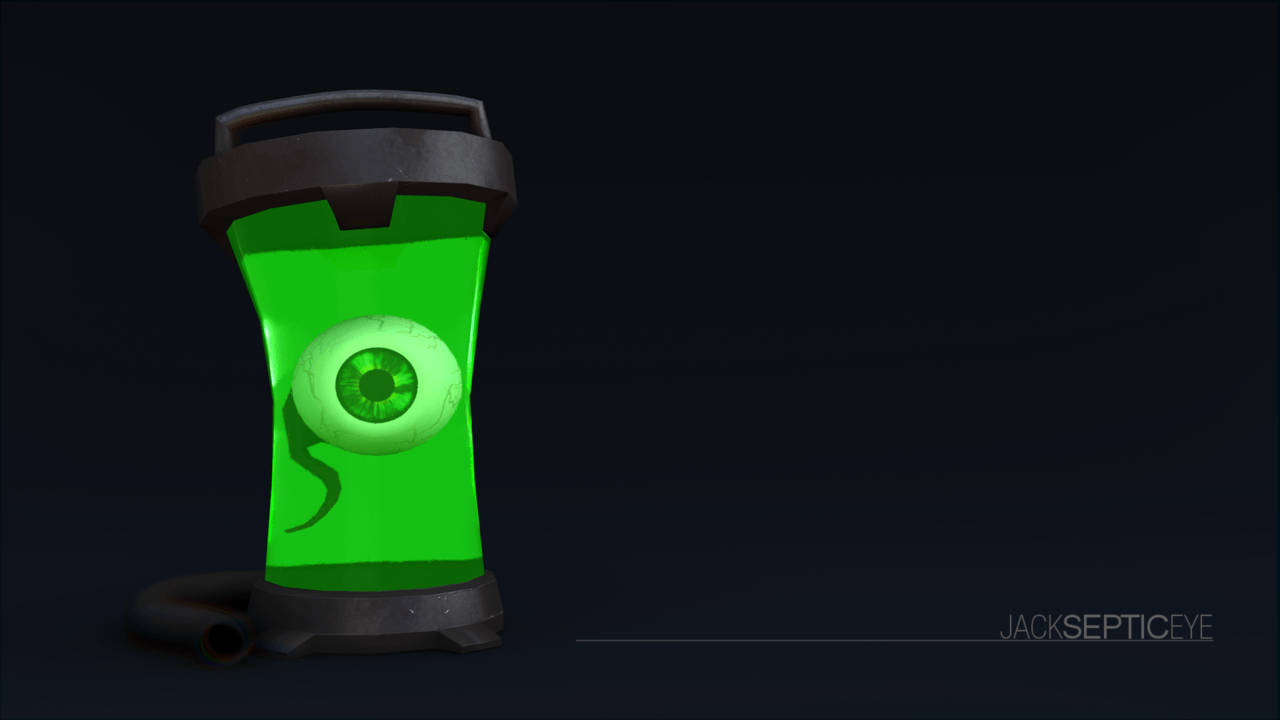 Jacksepticeye 桌布 壁紙 — 一個發光的綠色燈籠，裡面有一個漂浮的眼球，在黑暗的背景上投射出詭異的光芒。