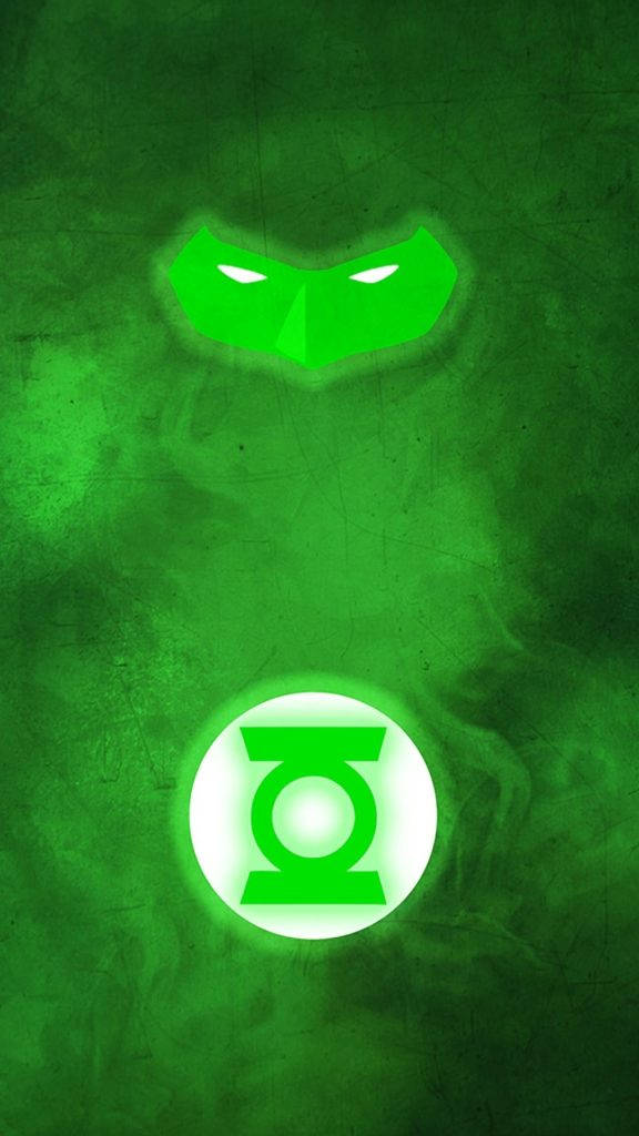 Green Lantern 桌布 壁紙 — 一個發光的綠色燈籠符號和帶有威脅性的發光眼睛漂浮在帶有紋理的深綠色背景上。