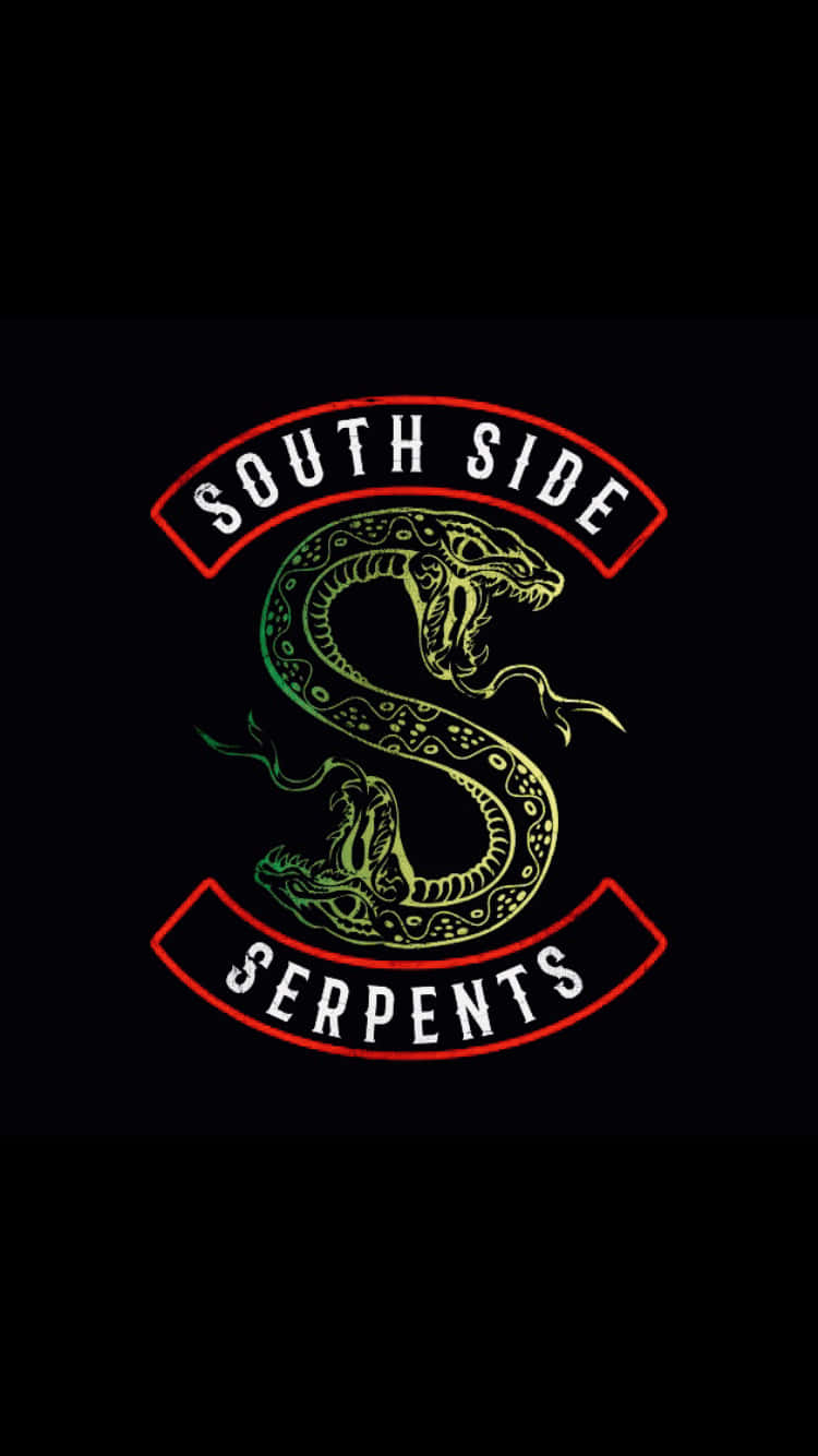 Southside Serpents 桌布 壁紙 — 一個發光的綠色蛇標誌，黑色背景上有白色文字「SOUTH SIDE SERPENTS」。