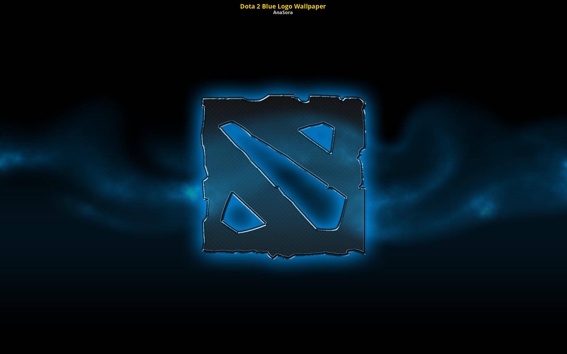 電玩遊戲 桌布 壁紙 — 一個發光的藍色 Dota 2 標誌，帶有鋸齒狀邊緣，在黑暗背景上散發著旋轉的藍色能量。