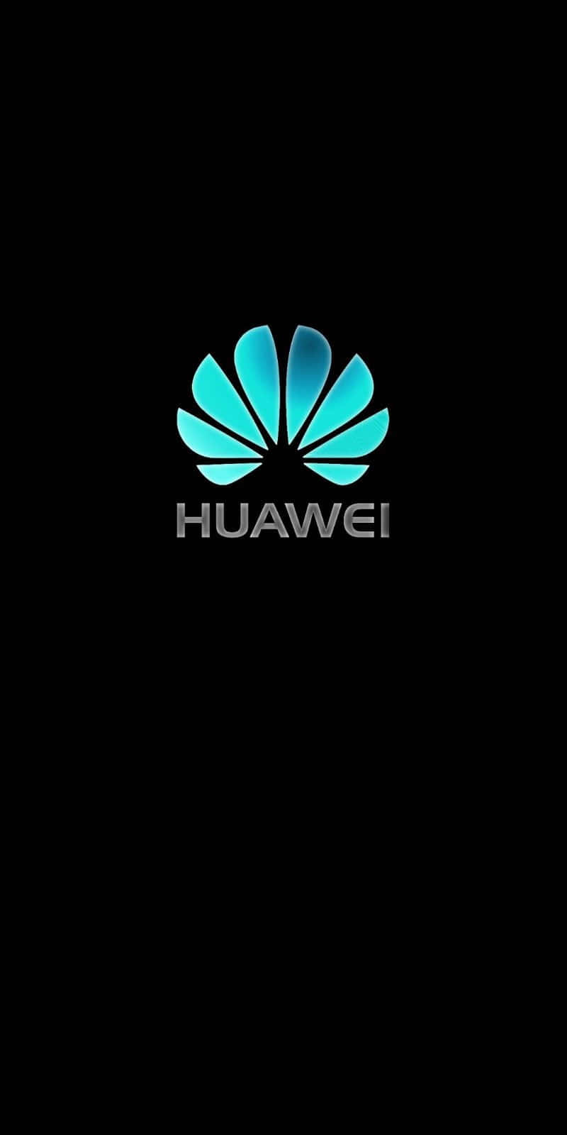 Huawei標誌，藍色花瓣和銀色文字，黑色背景 — 華為 GIF 壁紙