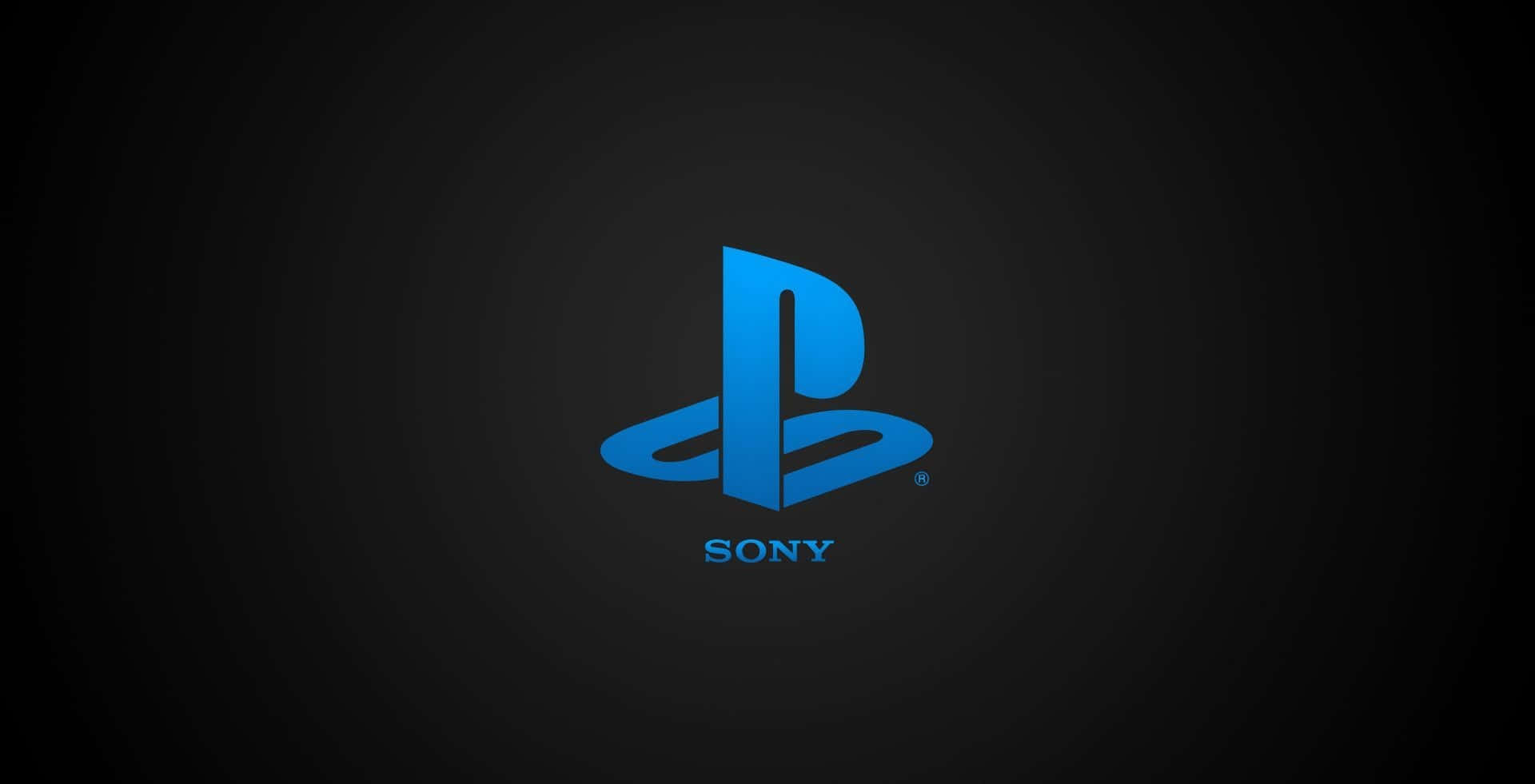 Ps Vita 桌布 壁紙 — 一個發光的藍色PlayStation標誌，居中在深色漸變背景上，下方有「SONY」文字。
