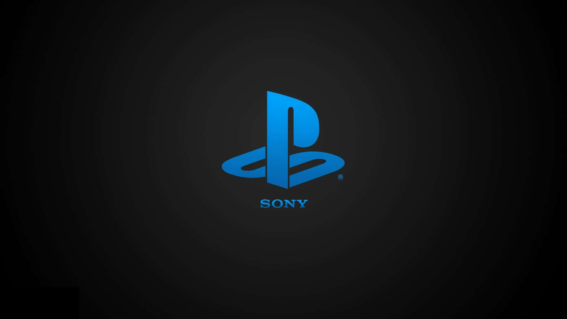 藍色 桌布 壁紙 — 一個發光的藍色PlayStation標誌，置於深色漸變背景中央，下方有「SONY」文字。