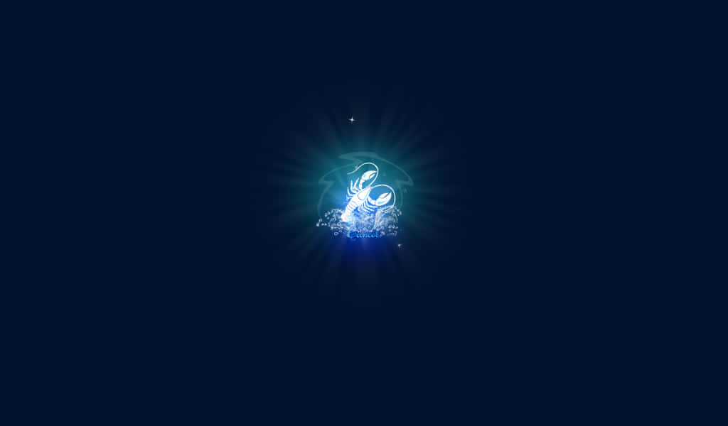 Cancer Zodiac Sign 桌布 壁紙 — 一個發光的藍色巨蟹星座在深藍色背景上散發光芒。