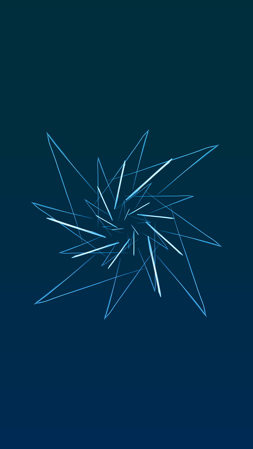 Geometric iPhone 桌布 壁紙 — 一個發光的藍色幾何星爆從中心點向深海軍藍背景輻射。