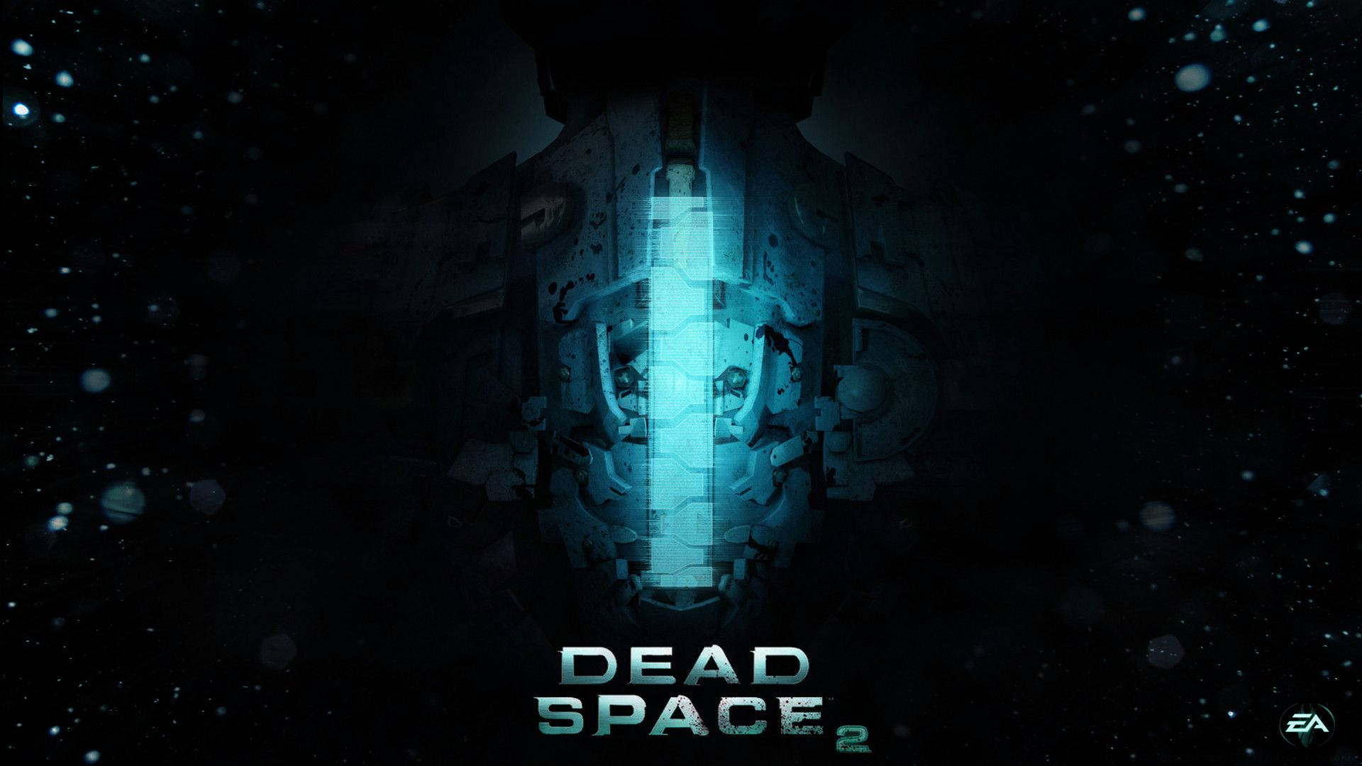 太空中發光的藍色科幻機械，帶有 Dead Space 2 標題。 — 絕命異次元 GIF 壁紙