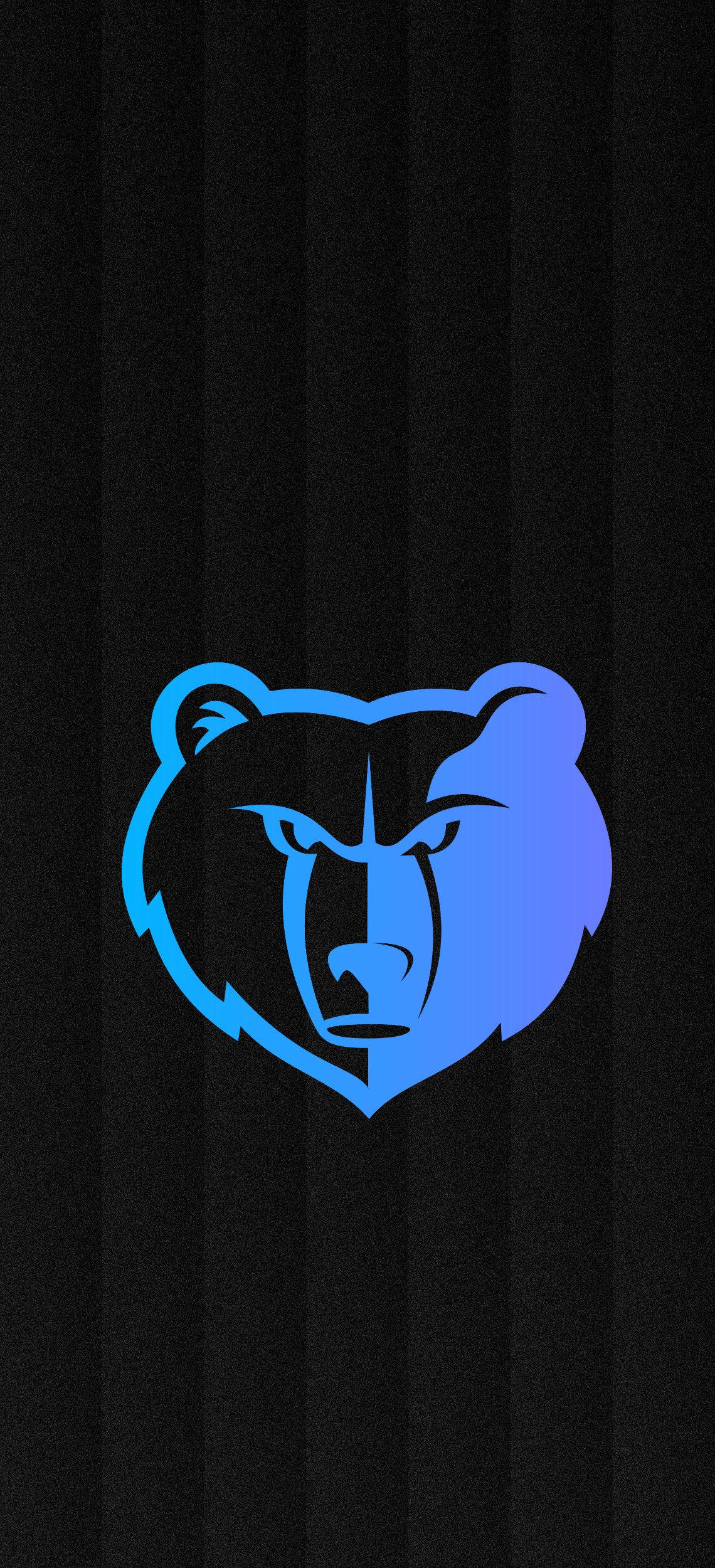 NBA iPhone 桌布 壁紙 — 一個發光的藍色熊頭標誌，居中在帶有細微紋理的黑色條紋背景上。