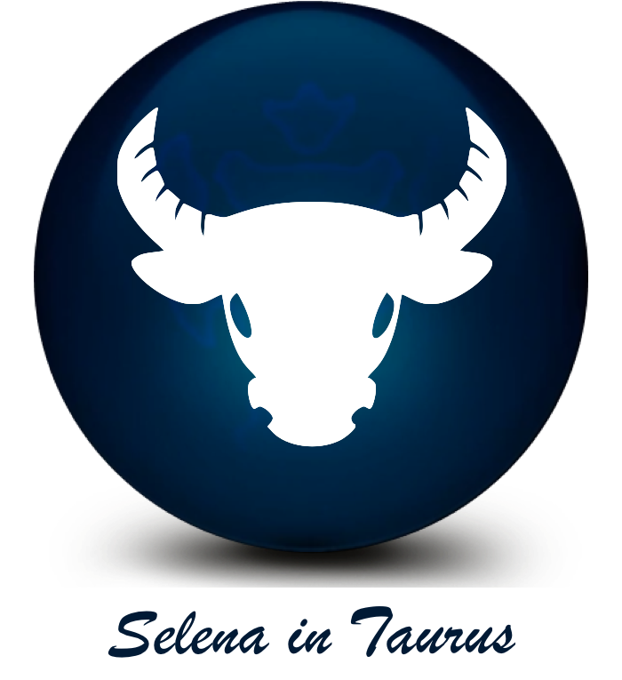 taurus 桌布 壁紙 — 一個發光的藍色球體在黑色背景上顯示白色公牛頭骨剪影，下方有文字。