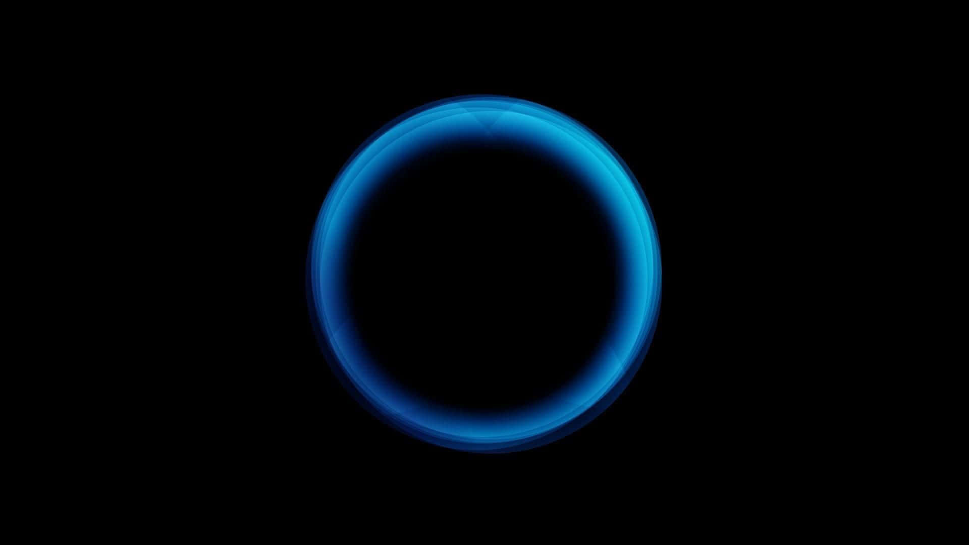 Dark Circles 桌布 壁紙 — 一個發光的藍色霓虹環在純黑色背景上柔和地脈動，營造出簡約未來主義的氛圍。