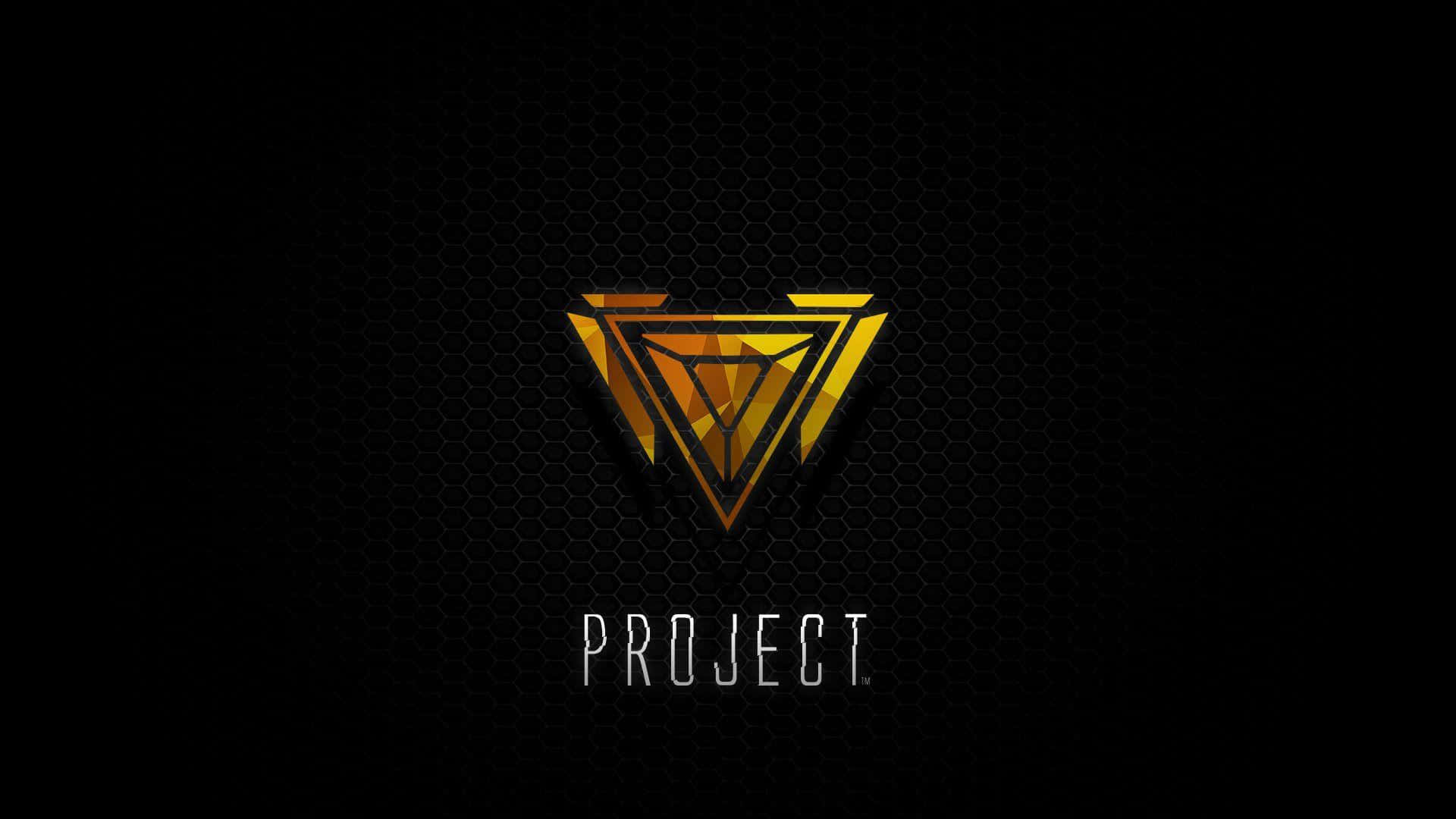 The Project 桌布 壁紙 — 一個發光的金色三角形標誌，帶有幾何切割面，居中放置在深色六邊形網格背景上，下方有「PROJECT」字樣。