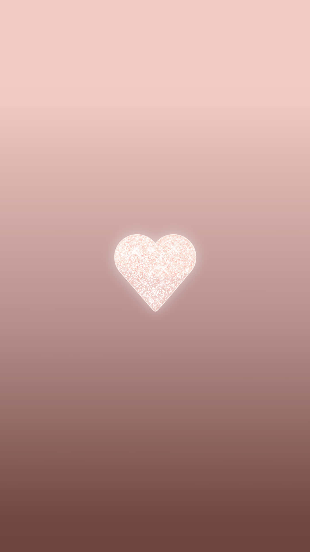 Rose Gold Color 桌布 壁紙 — 一個發光的閃爍心形，置中於柔和粉紅到淡紫的漸變背景上。