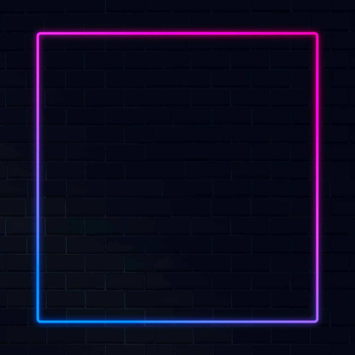 Glow In The Dark 桌布 壁紙 — 一個發光的霓虹方形框架，以粉紅色和藍色色調勾勒出深色磚牆，在陰暗的背景上投射出鮮豔的光芒。