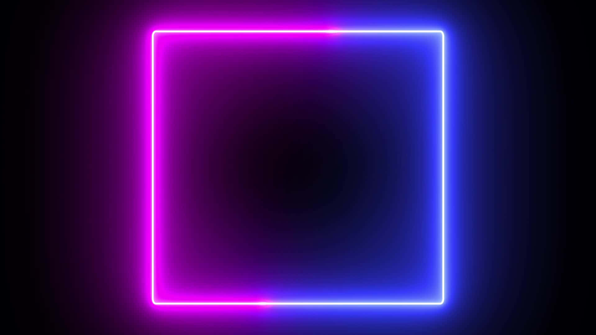 Square 桌布 壁紙 — 一個發光的霓虹方形框架在深色漸變背景上閃爍著充滿活力的粉紅色和藍色光芒。
