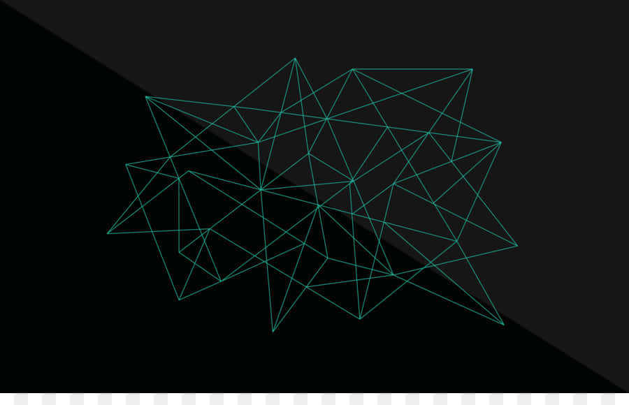 Minimalist HD Geometric Desktop 桌布 壁紙 — 一個發光的青綠色幾何線框星爆圖案漂浮在深色漸變背景上。