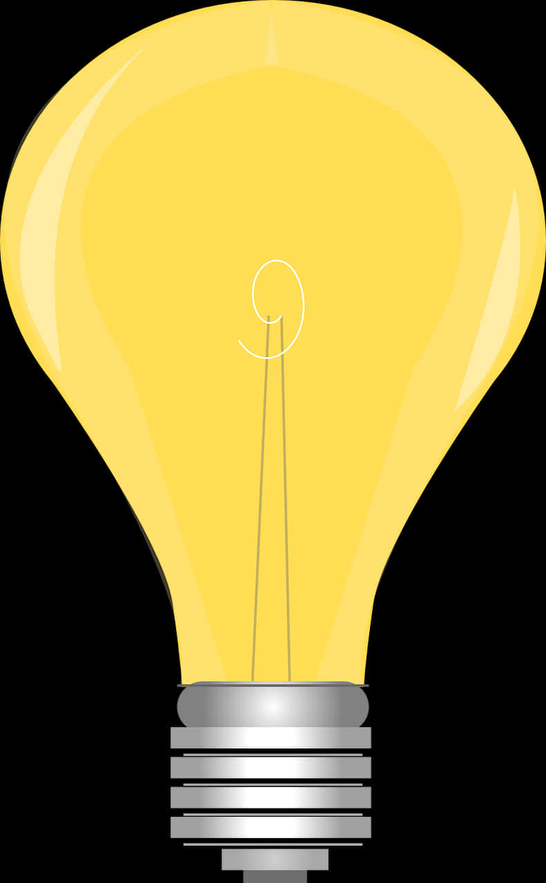 Bulb 桌布 壁紙 — 一個發光的黃色白熾燈泡，在黑色背景上可見燈絲。