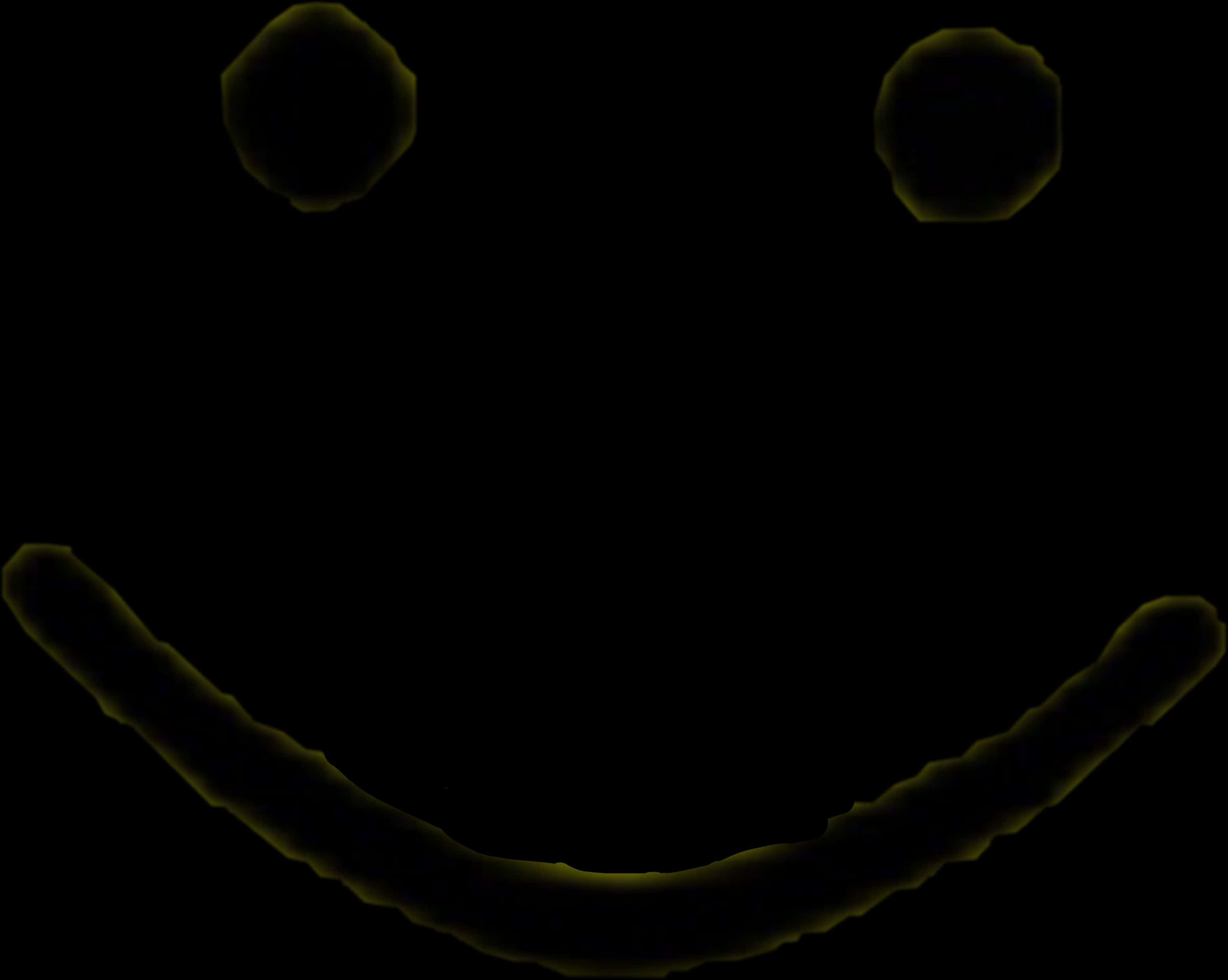 Roblox Face 桌布 壁紙 — 一個發光的黃色笑臉，邊緣模糊，漂浮在純黑色背景上。