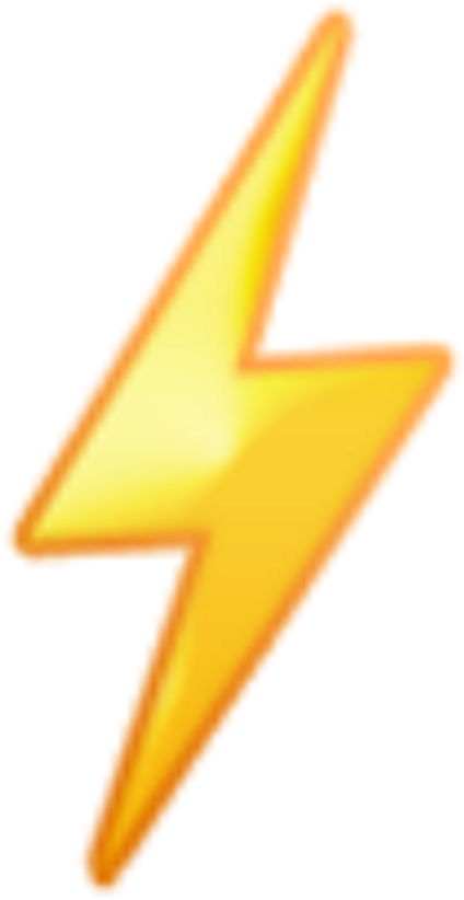 Thunderbolt 桌布 壁紙 — 一個發光的黃色閃電圖標，帶有橙色漸變邊緣，背景為黑色。