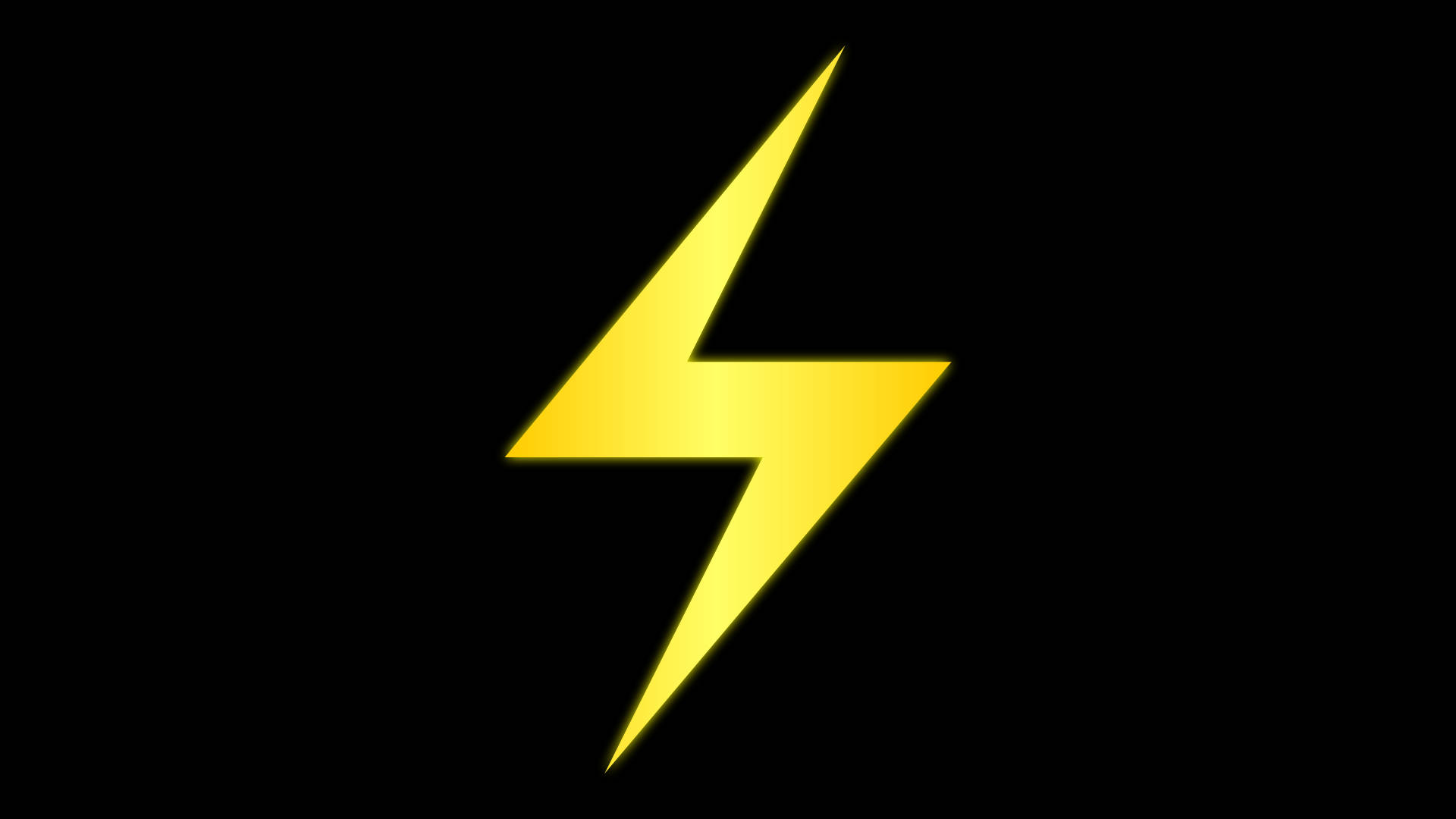 Ms Marvel 桌布 壁紙 — 一個發光的黃色閃電圖示，居中在純黑色背景上，帶有柔和漸變高光。