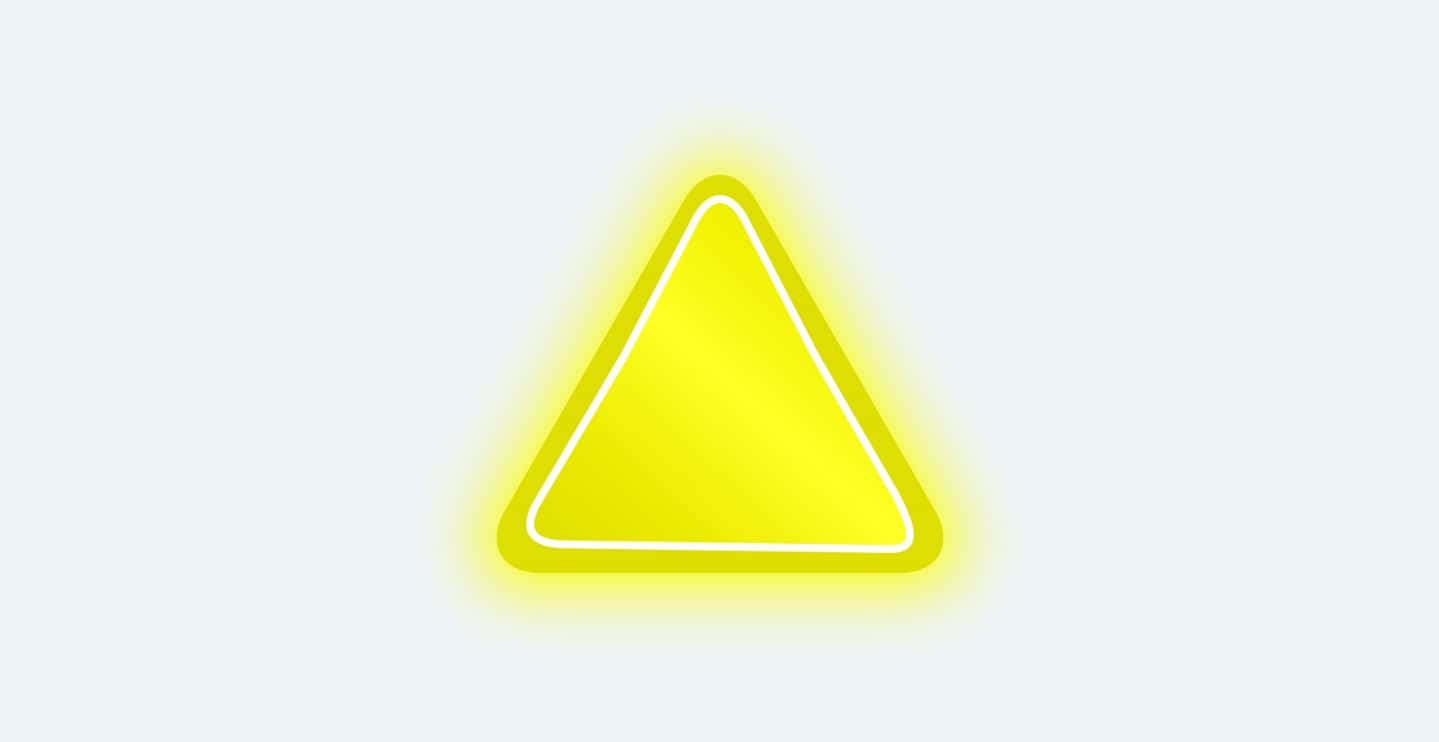 Yellow Triangle 桌布 壁紙 — 一個發光的黃色霓虹三角形，帶有柔和的光暈，背景為淺灰色。