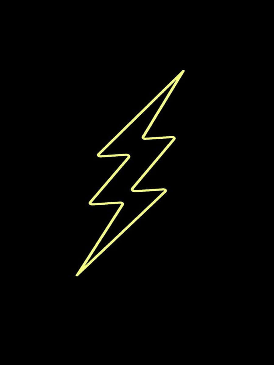 Neon Lightning 桌布 壁紙 — 一個發光的黃色霓虹閃電圖示，居中在純黑色背景上。