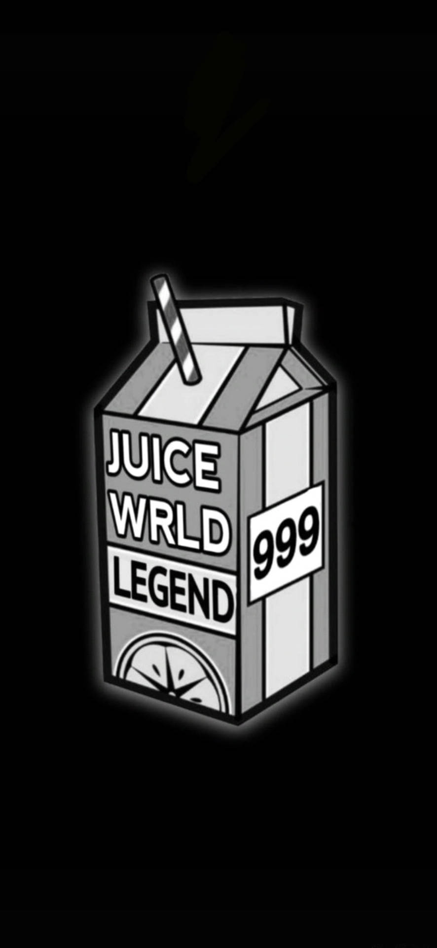 發光的卡通果汁盒，上面標有Juice WRLD Legend，附有吸管。 — Juice Wrld 壁紙