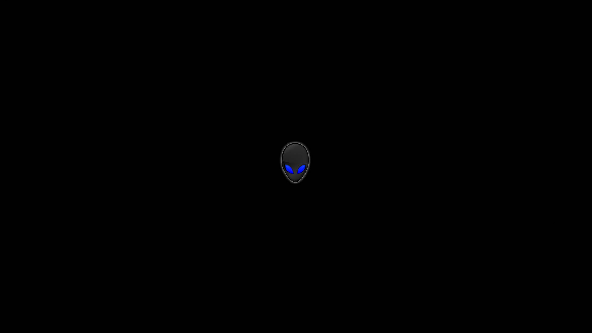 發光藍眼外星人頭像圖示，黑色背景 — 4K 黑色 壁紙