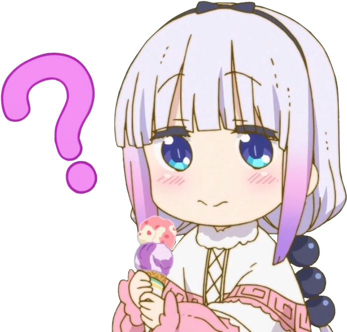 Question Mark 桌布 壁紙 — 一個白紫髮的Q版動漫女孩拿著彩色冰淇淋，旁邊有一個大粉紅色問號。