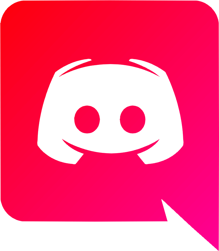 Discord 桌布 壁紙 — 一個白色 Discord 標誌，帶有微笑的臉，背景是充滿活力的紅色到粉紅色漸變。