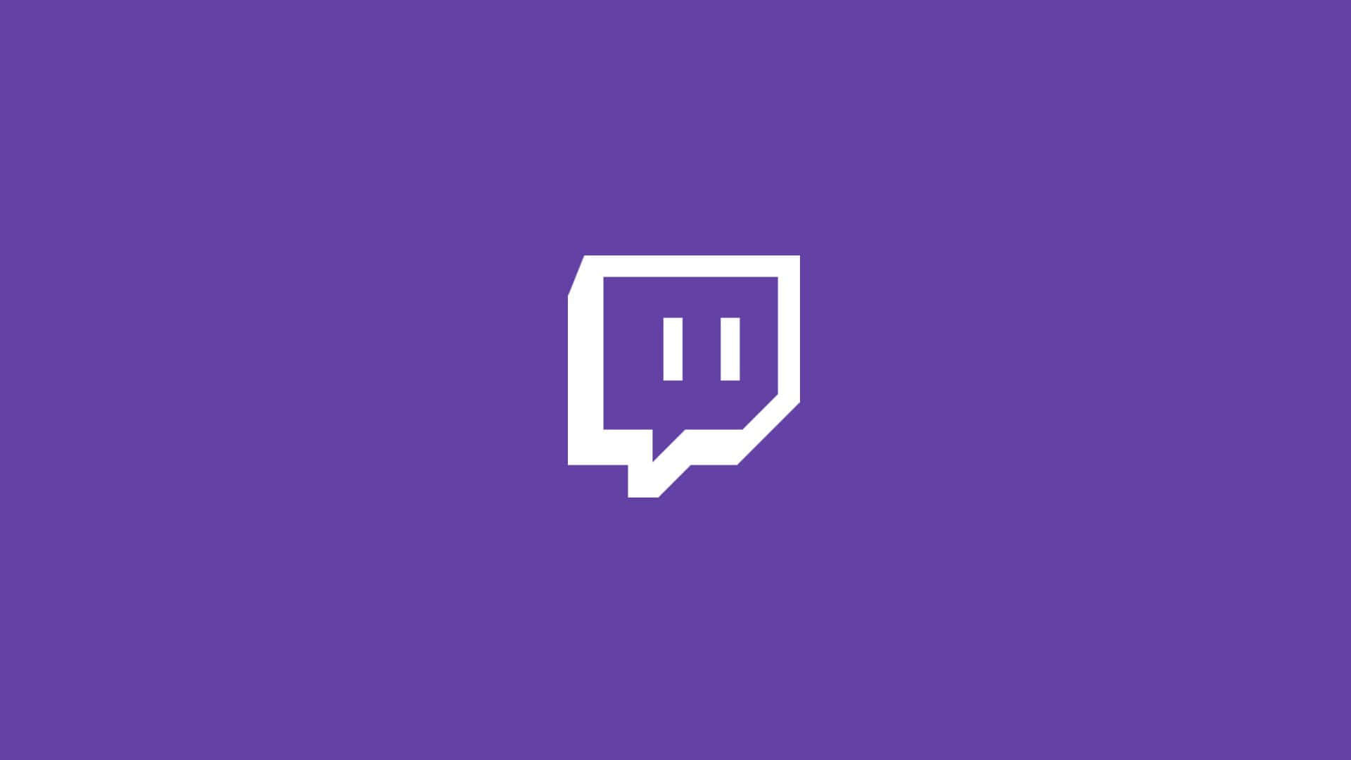 Twitch 桌布 壁紙 — 一個白色 Twitch 標誌居中於純紫色背景上，設計簡潔極簡。