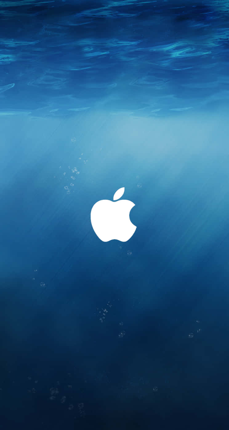 Apple標誌浸沒在藍色水中，帶有上升氣泡。 — 蘋果標誌 GIF 壁紙