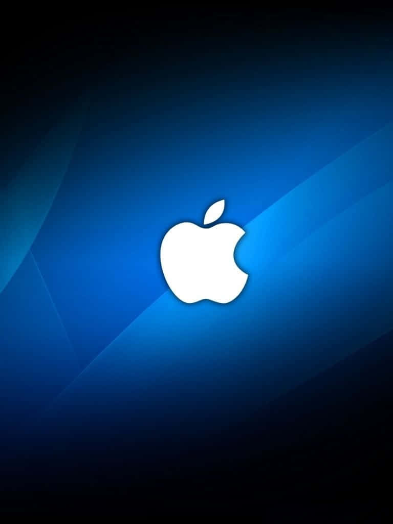 標誌 桌布 壁紙 — 一個白色Apple標誌居中於漸變藍色背景上，帶有對角光線條紋。