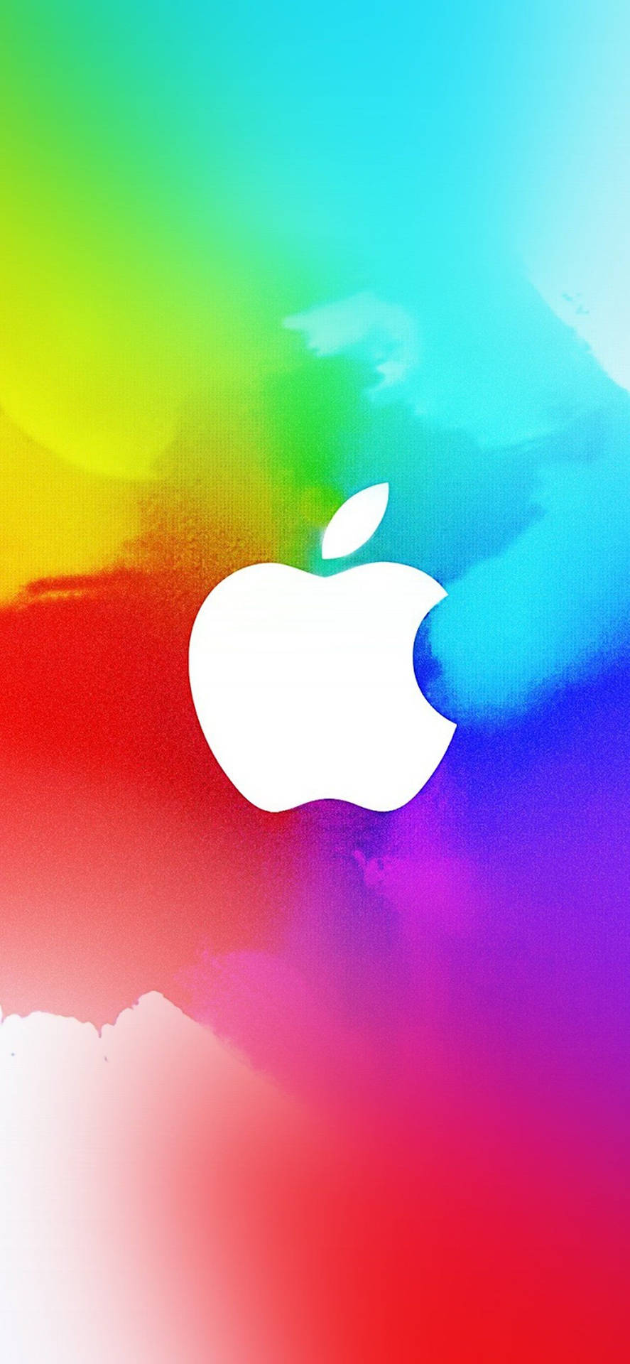 白色Apple標誌在色彩繽紛的水彩背景上。 — iPhone 美學 壁紙