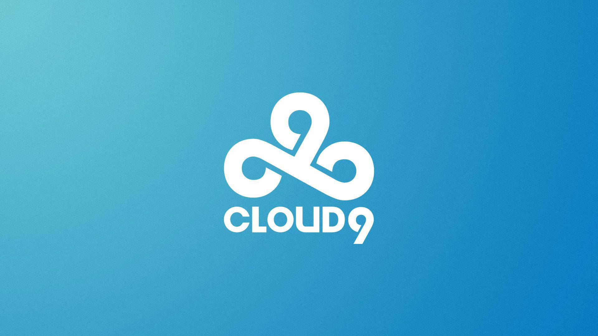 Cloud9 桌布 壁紙 — 一個白色Cloud9標誌居中於漸變藍色背景上，帶有柔和燈光。