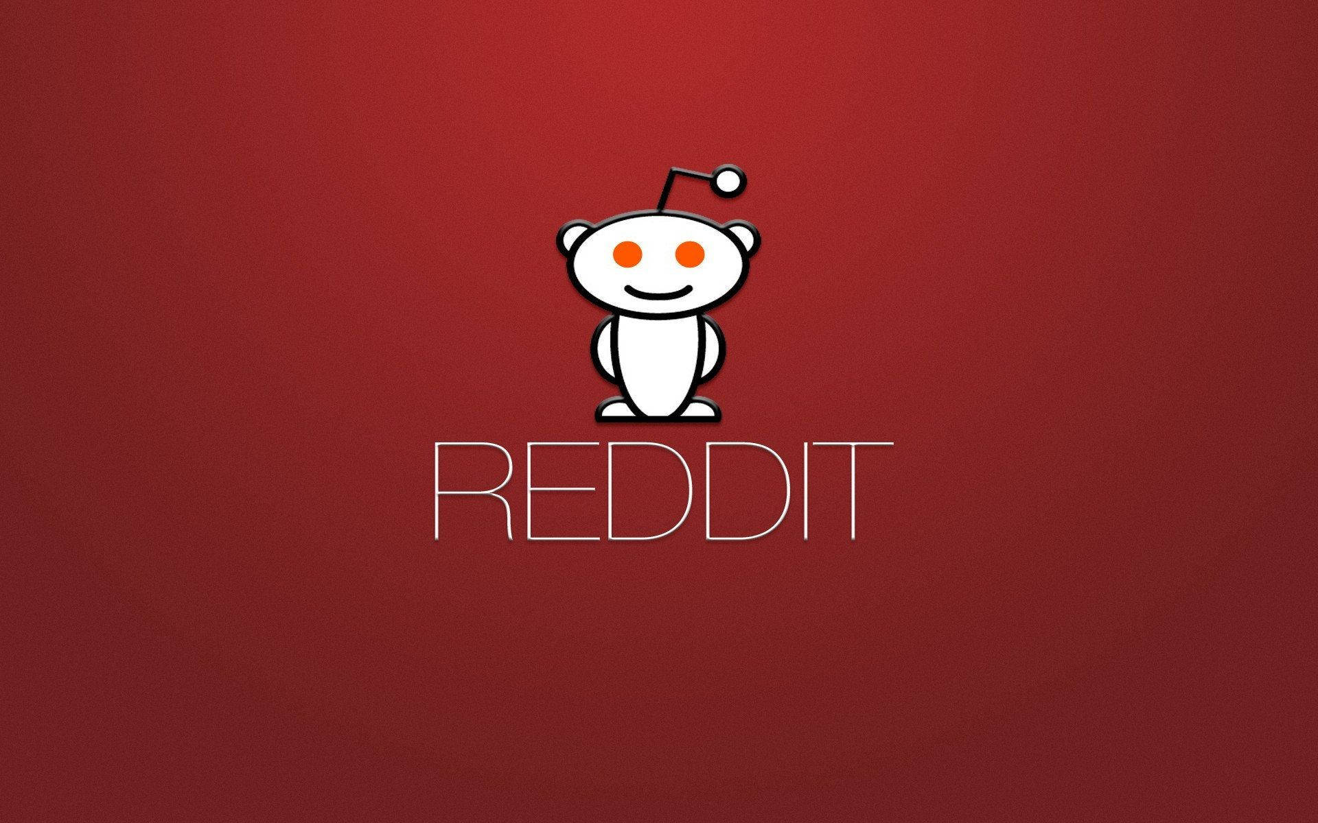 Reddit 桌布 壁紙 — 一個白色Reddit外星人吉祥物，橙色眼睛，居中站立在深紅色漸變背景上，下方有'REDDIT'字樣。
