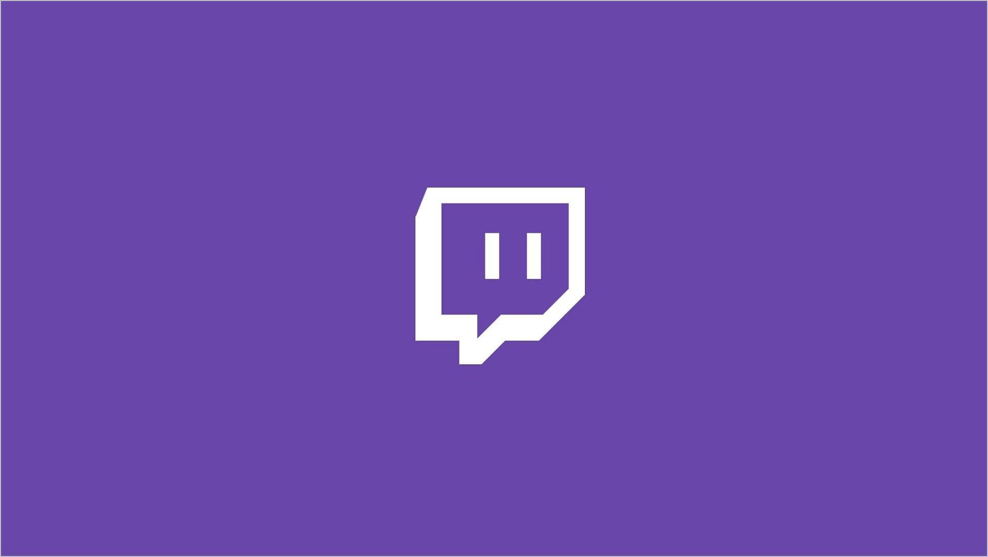 Twitch 1080 桌布 壁紙 — 一個白色Twitch標誌居中在純紫色背景上。