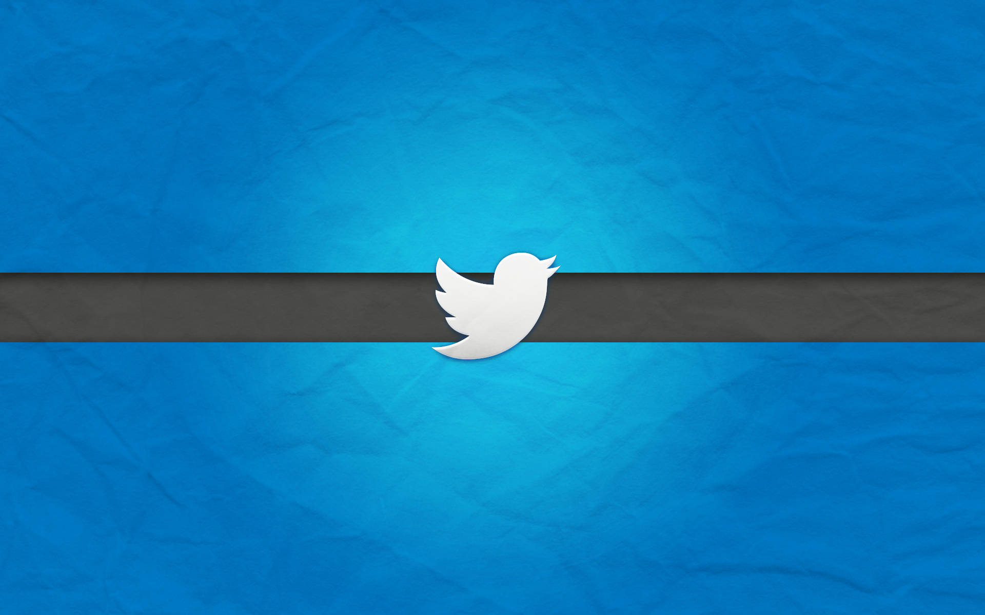 Twitter 桌布 壁紙 — 一個白色Twitter鳥標誌，居中於深灰色水平條紋上，背景為帶紋理的藍色。