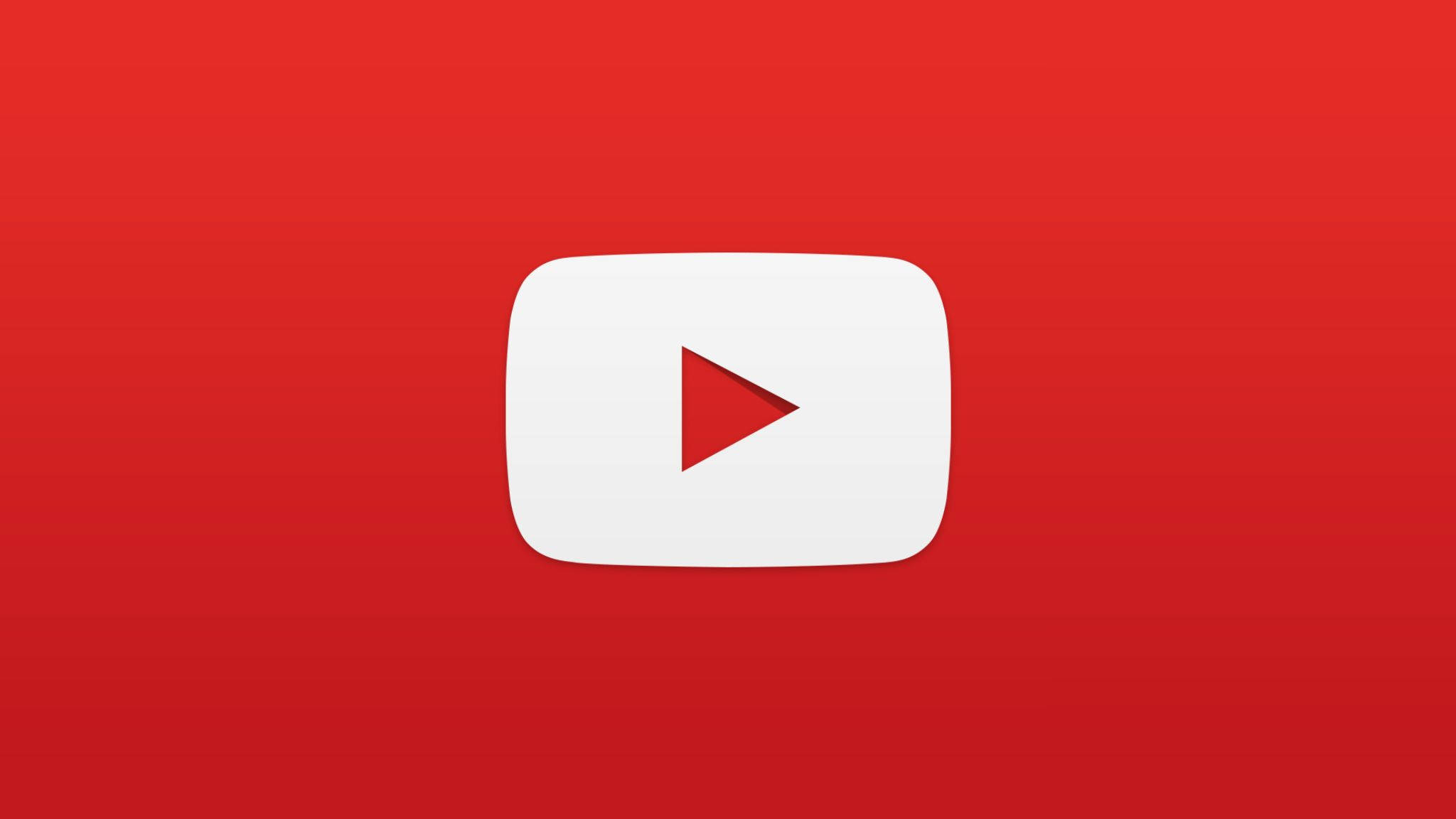 標誌 桌布 壁紙 — 一個白色YouTube播放按鈕圖示，居中於鮮豔的紅色漸變背景上。