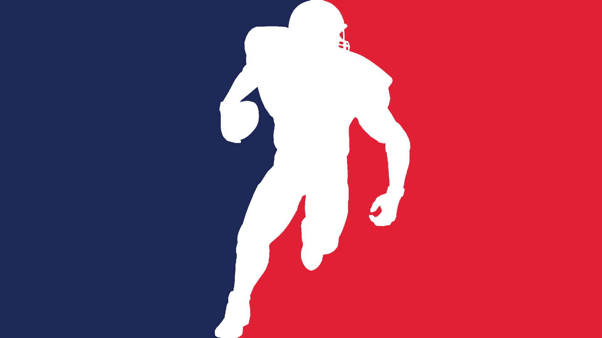 NFL 桌布 壁紙 — 一個白色剪影，描繪一名美式足球員在藍紅分割背景上持球奔跑。