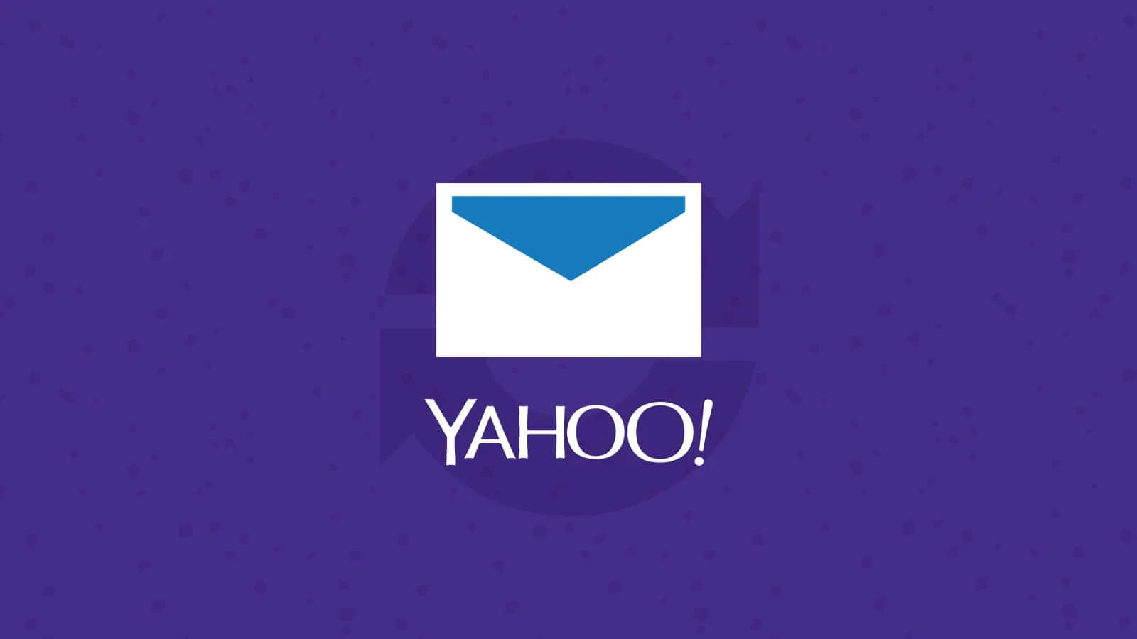 Yahoo 桌布 壁紙 — 一個白色和藍色的Yahoo電子郵件圖示，置中於帶有細微圓點圖案的紋理紫色背景上。