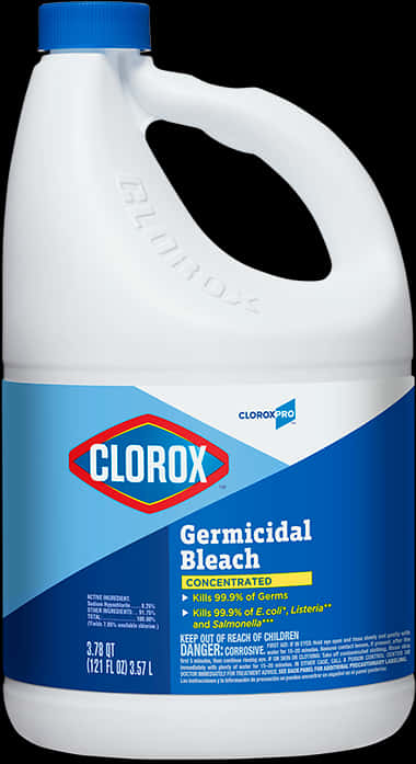 死神 桌布 壁紙 — 一個白色塑膠壺的Clorox Germicidal Bleach，帶藍色蓋子和標籤，背景為黑色。