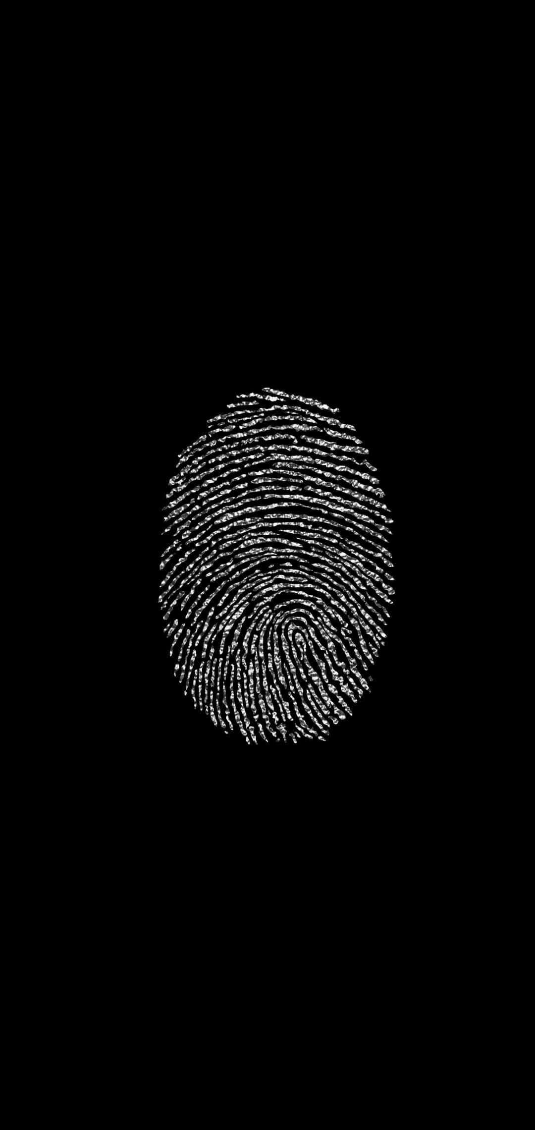 Fingerprint 桌布 壁紙 — 一個白色指紋在純黑背景上發光，紋路清晰且居中。