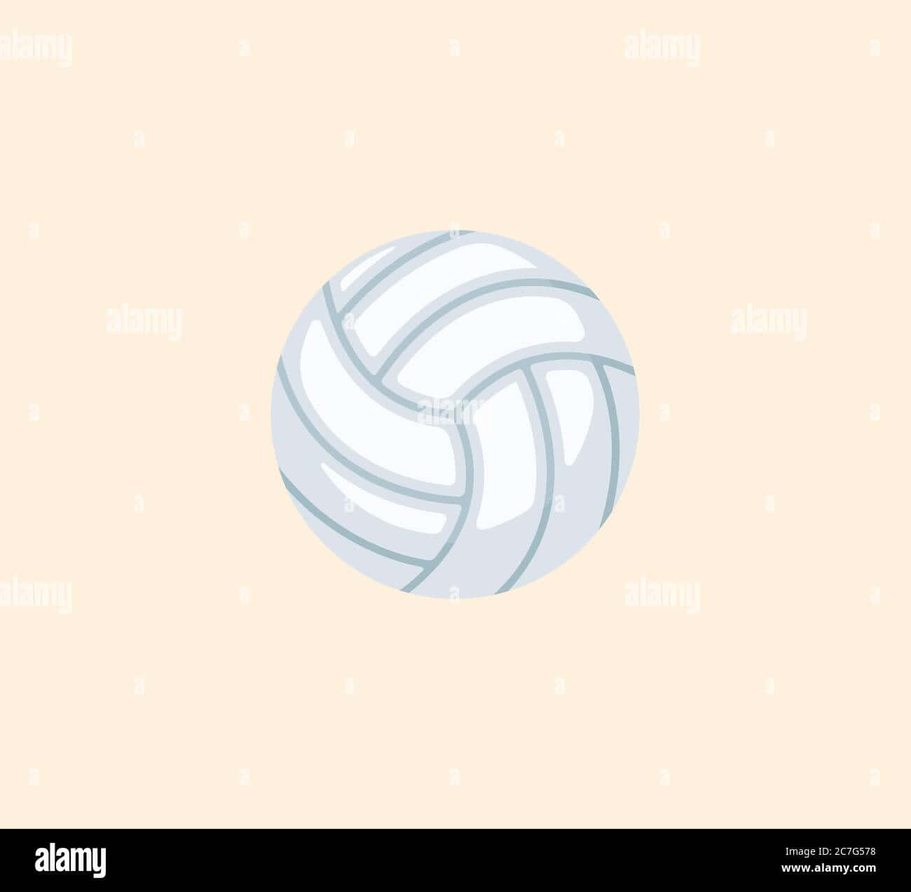 Volleyball Ball 桌布 壁紙 — 一個白色排球的極簡向量插圖，灰色縫線，柔和蜜桃色背景。