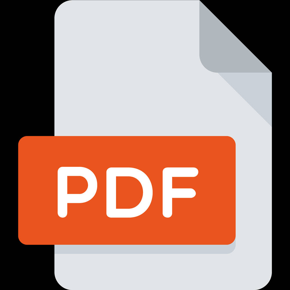 黑色背景上白色紙張帶有橙色標籤的PDF檔案圖示 — Microsoft 壁紙