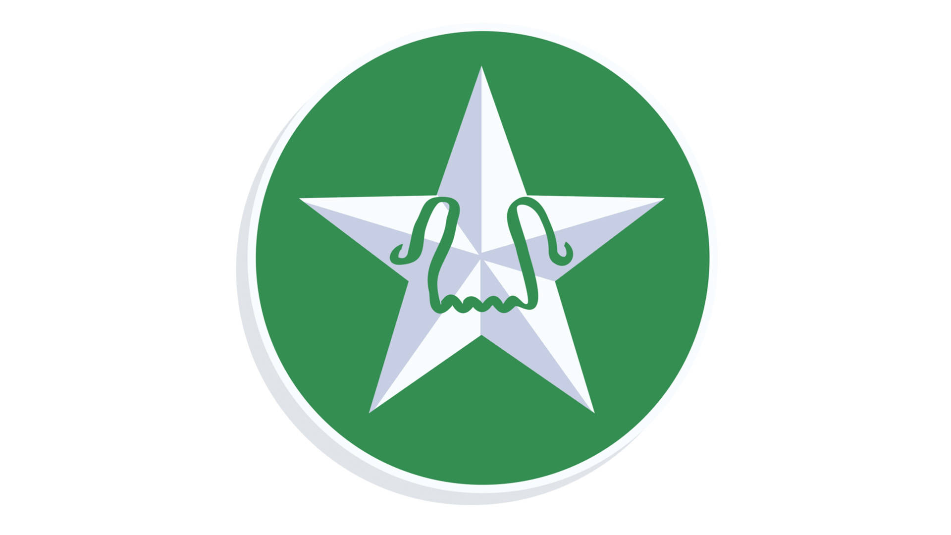 Pakistan Cricket 桌布 壁紙 — 一個白色星星，帶有綠色風格化的角，位於帶有白色邊框的綠色圓圈內。