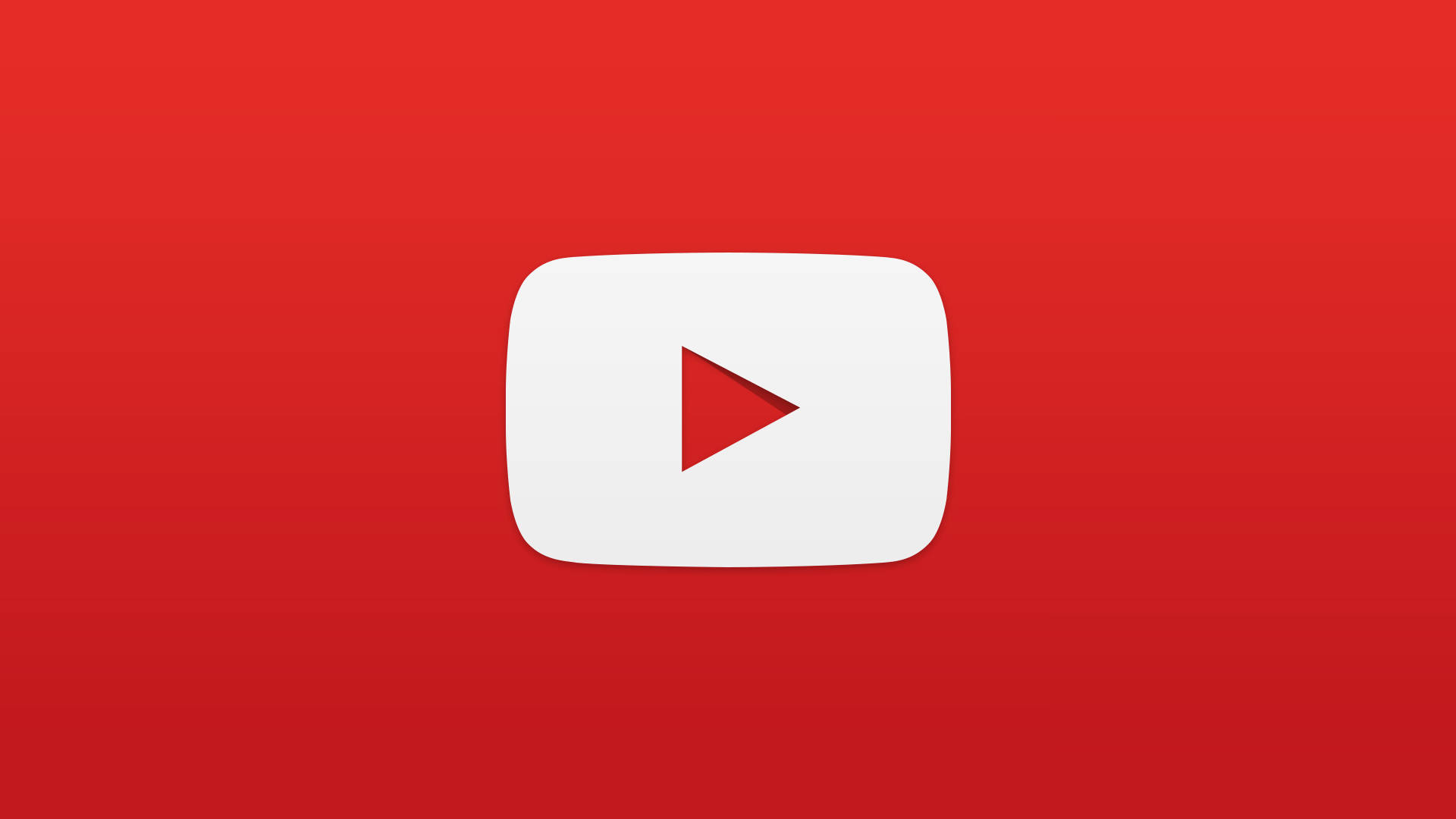 YouTube縮圖 桌布 壁紙 — 一個白色的YouTube播放按鈕圖示，置中在純紅色漸變背景上。