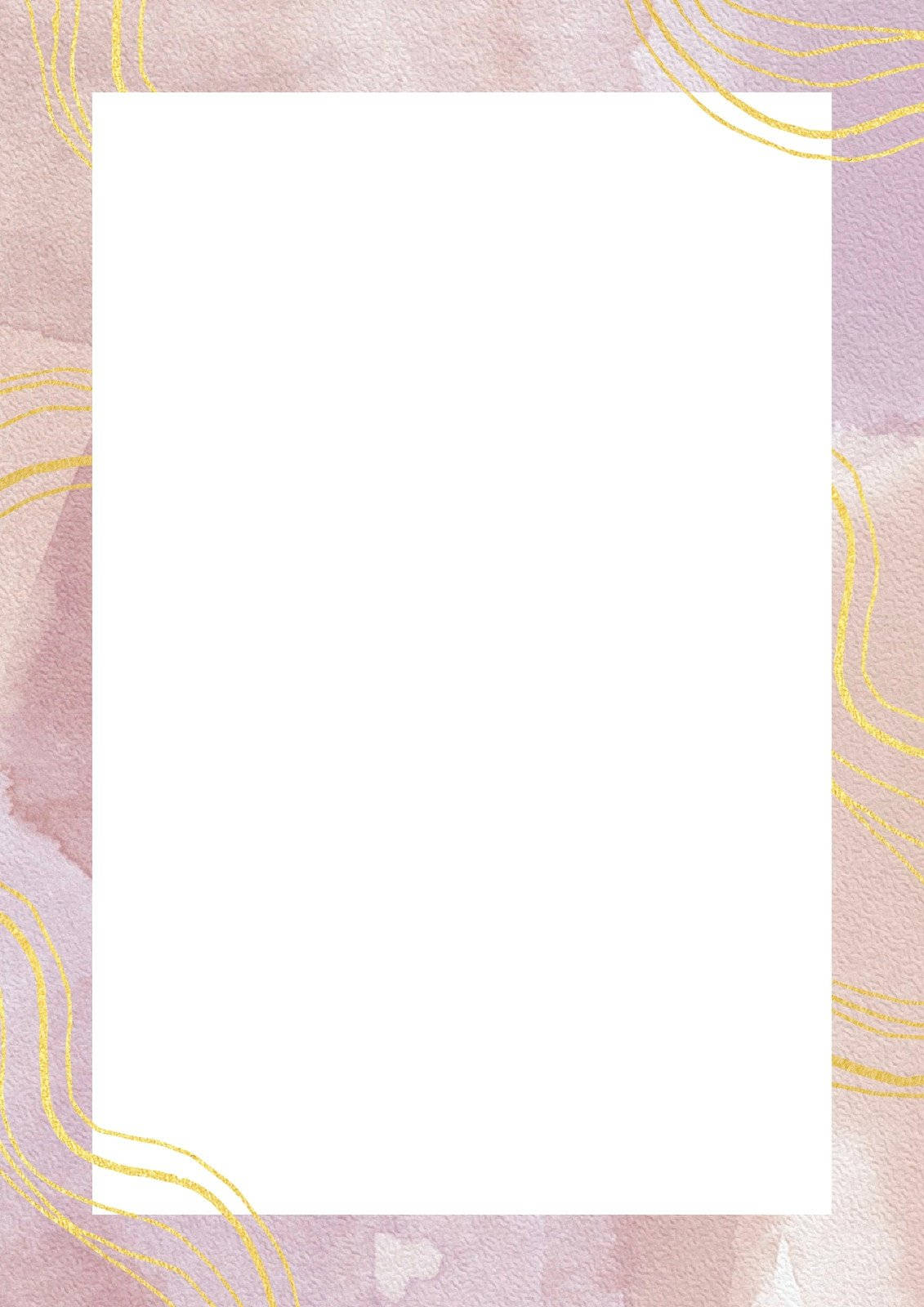 paper 桌布 壁紙 — 一個白色矩形框架，置中於柔和粉紅色水彩背景上，帶有精緻的金色漩渦。