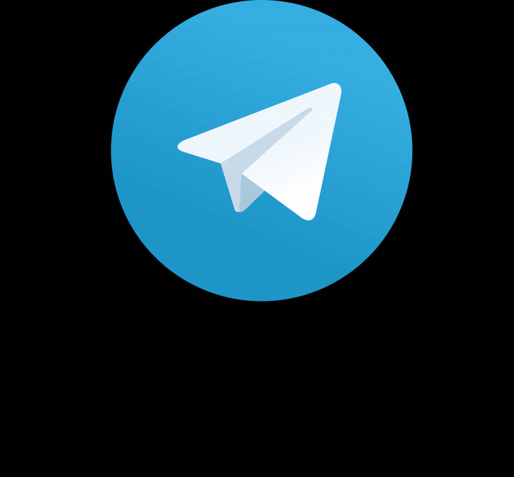 Telegram 桌布 壁紙 — 一個白色紙飛機圖示，位於黑色背景上的藍色圓圈中央。